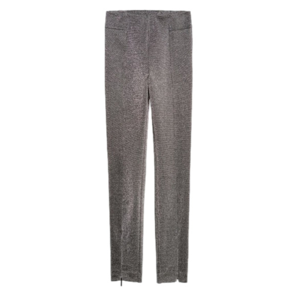 H&M Glittery Metallic Silver Zip Cuff Treggings 8 - Picture 2 of 13